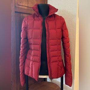 Women's Aventura Orange-Red Convertible Down Puffer Jacket to Vest